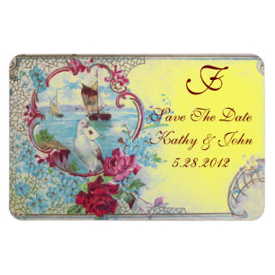 Magnet Flexible MONOGRAMME ROMANTİCA, Enregistrer La Date, Jaune