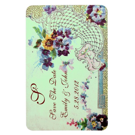 Magnet Flexible MONOGRAMME ROMANTİCA, Enregistrer La Date, vert (Vertical)