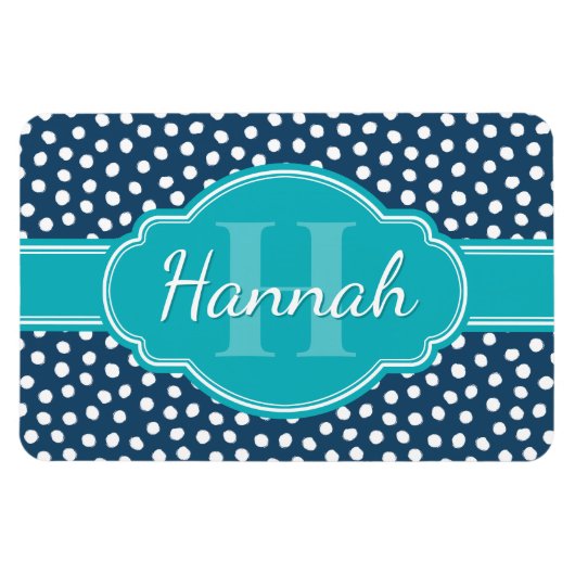 Magnet Flexible Monogramme Turquoise de Motif à pointes blanches d (Horizontal)