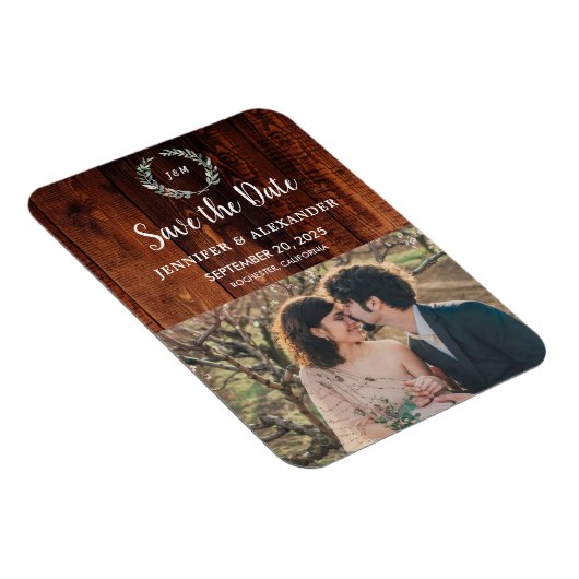 Magnet Flexible Monographie en bois de grange rustique, photo Enre (Côté Droit)