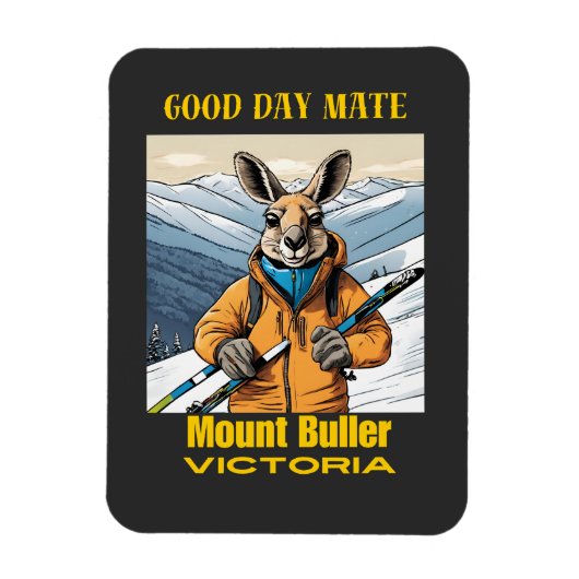 Magnet Flexible Mont Buller Australie Kangaroo Skier (Vertical)