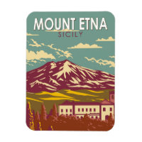 Mont Etna Sicile Voyage Art Vintage