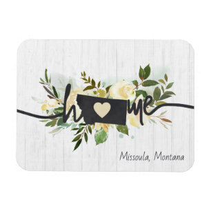 Magnet Flexible Montana État Personnalisé Votre Ville Maison Rusti