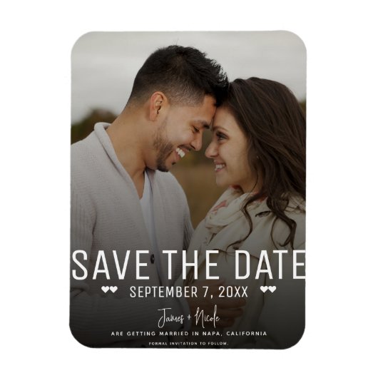 Magnet Flexible Moody moderne Enregistrer la date Photo Mariage (Vertical)