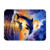 Magnet Flexible Moonlit Dolphin Dreams Over Sunset Ocean (Horizontal)