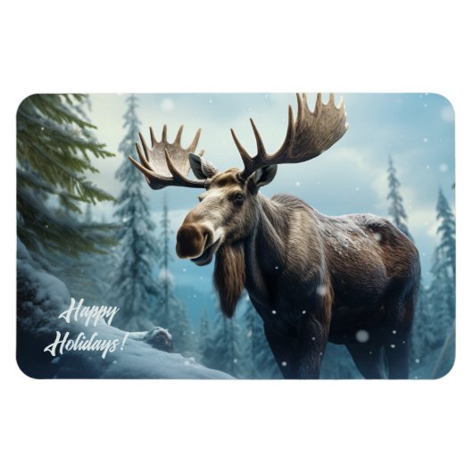 Magnet Flexible Moose d'hiver de texte personnalisé (Horizontal)