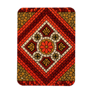 Magnet Flexible Mosaïque Abstrait Floral Art rouge et marron
