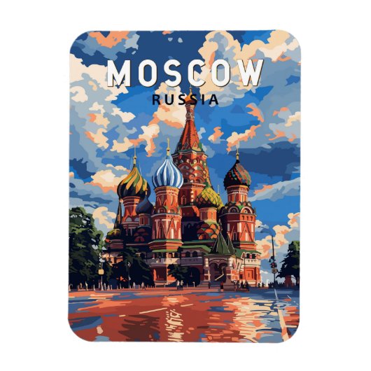 Magnet Flexible Moscou Russie Travel Art Vintage (Vertical)