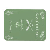 Magnet Flexible Moss Green Monogramme et flèches Enregistrer la da (Horizontal)