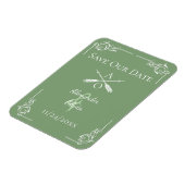 Magnet Flexible Moss Green Monogramme et flèches Enregistrer la da (Côté Gauche)