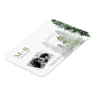 Magnet Flexible Moss Green Woodland Couple Photo Mariage
