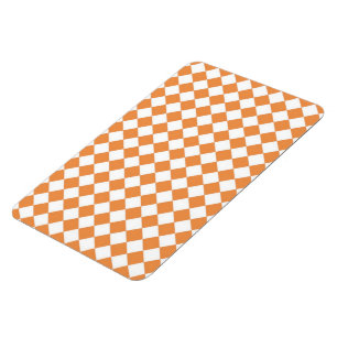 Magnet Flexible Motif à carreaux diamantés orange pastel et blanc