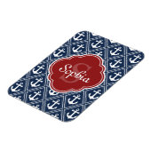 Magnet Flexible Motif Ancre bleu Monogramme rouge (Côté Gauche)