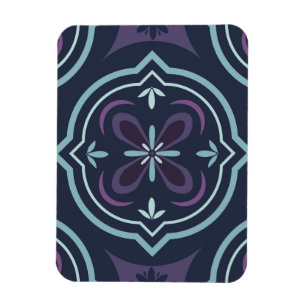 Magnet Flexible motif de carrelage floral bleuâtre