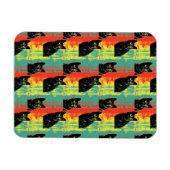 Magnet Flexible Motif de chat noir rétro (Horizontal)