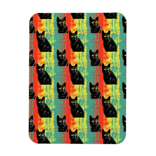 Magnet Flexible Motif de chat noir rétro (Vertical)