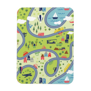 Magnet Flexible Motif de paysage de promenade en voiture d'enfants
