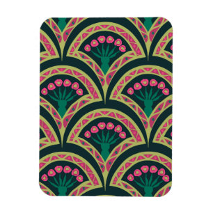 Magnet Flexible Motif de ventilateur floral rose et vert