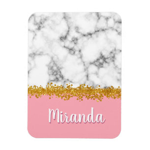 Magnet Flexible Motif en marbre sur rose avec Parties scintillant