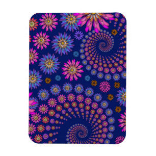 Magnet Flexible Motif floral bleu rose violet sur fond bleu