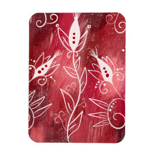 Magnet Flexible Motif Floral Rouge Et Blanc