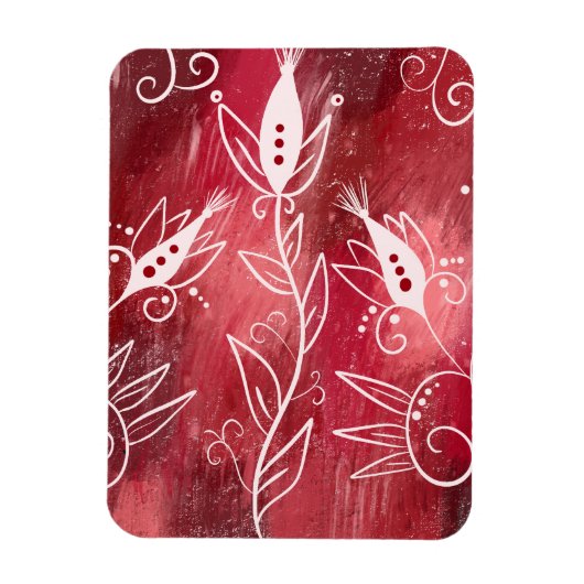 Magnet Flexible Motif Floral Rouge Et Blanc (Vertical)