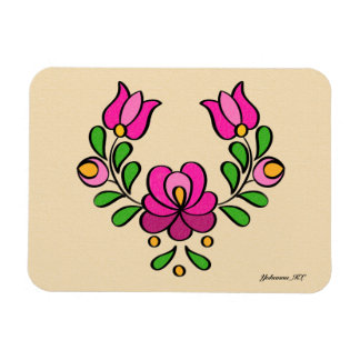 Magnet Flexible Motif hongrois de broderie, "Matyó" - rose