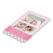 Magnet Flexible Motif moderne bébé fille rose gris photo naissance (Côté Gauche)
