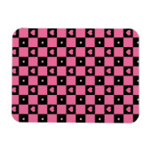 Magnet Flexible Motif moderne Pink and Black Checker Coeurs filles (Horizontal)