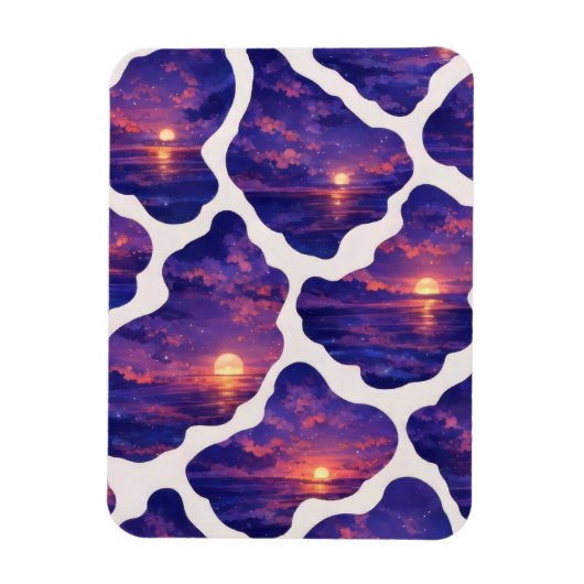 Magnet Flexible Motif Océan Coucher de Soleil Céleste (Vertical)