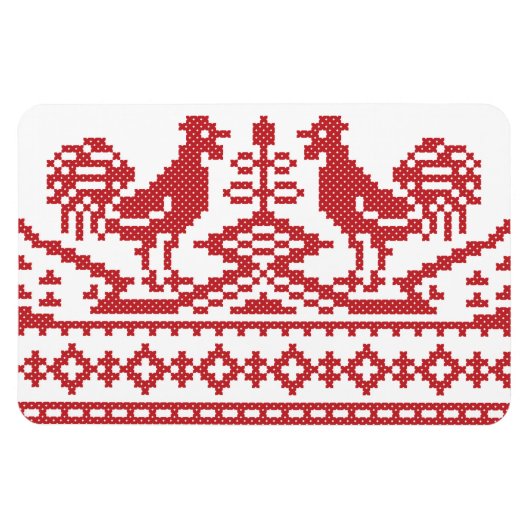 Magnet Flexible Motif russe de la croix des Roosters rouges (Horizontal)