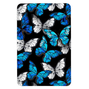 Magnet Flexible Motif sans couleur foncée avec papillons bleus Mor