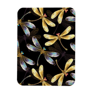 Magnet Flexible Motif sans couture avec libellules d'or