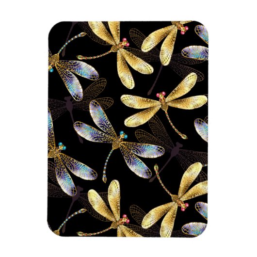 Magnet Flexible Motif sans couture avec libellules d'or (Vertical)