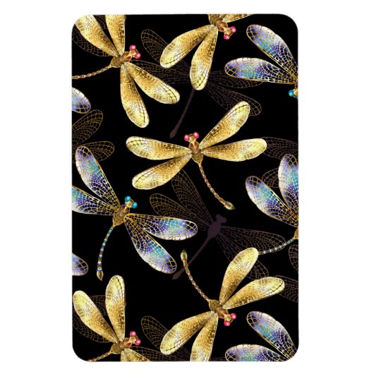 Magnet Flexible Motif sans couture avec libellules d'or (Vertical)