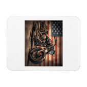 Magnet Flexible Motorcycle USA Drapeau Retro Biker (Horizontal)