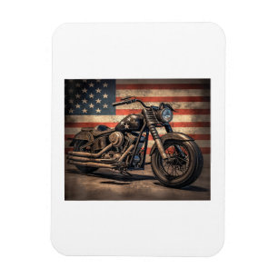 Magnet Flexible Motorcycle USA Drapeau Retro Biker