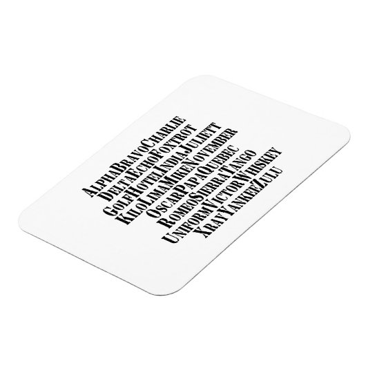 MAGNET FLEXIBLE MOTS ALPHABET PHONÉTIQUE / CODE (Côté Gauche)