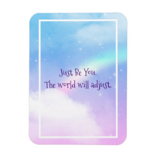 Magnet Flexible Mots positifs avec nuages pastel et arc-en-ciel