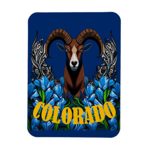 Magnet Flexible Mouflons du Colorado avec des fleurs d'Aquilegia b