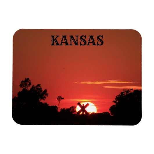 Magnet Flexible Moulin à vent Kansas Red Sunset, aimant (Horizontal)