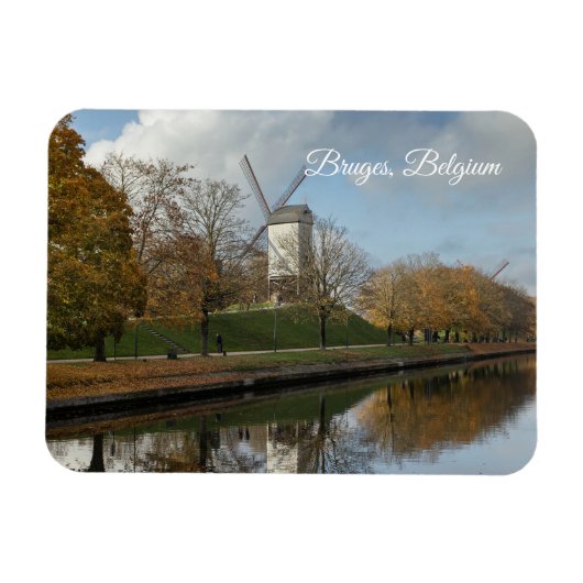 Magnet Flexible Moulins de Bruges, reflets d'automne (Horizontal)