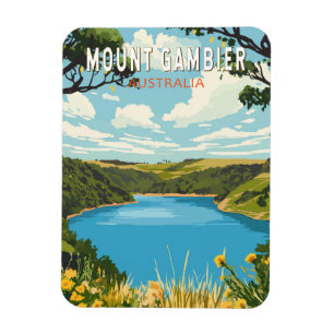 Magnet Flexible Mount Gambier Australia Travel Art Vintage