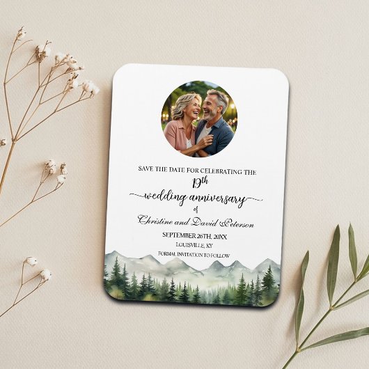 Magnet Flexible Mountain Pine 19 Wedding Anniversary Save the Date