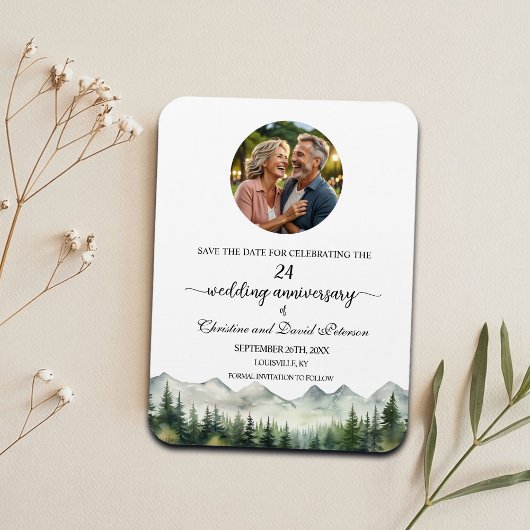 Magnet Flexible Mountain Pine 24 Wedding Anniversary Save the Date
