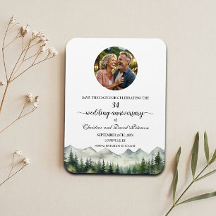 Magnet Flexible Mountain Pine 34 Anniversaire du Mariage Enregistr