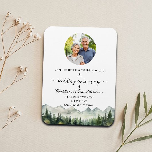 Magnet Flexible Mountain Pine 41 Wedding Anniversary Save the Date