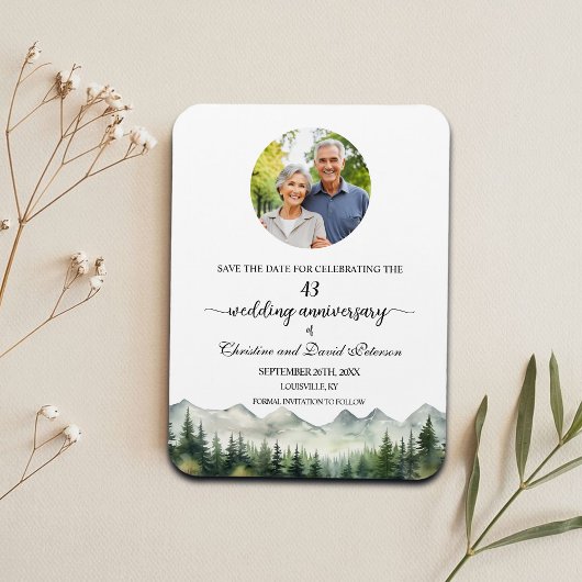 Magnet Flexible Mountain Pine 43 Anniversaire du Mariage Enregistr
