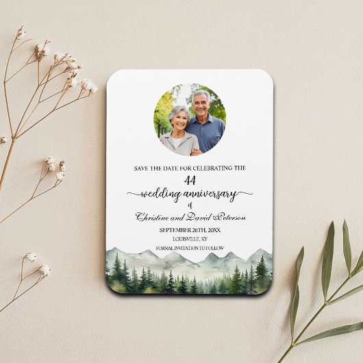 Magnet Flexible Mountain Pine 44 Wedding Anniversary Save the Date