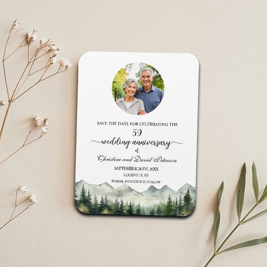 Magnet Flexible Mountain Pine 59 Anniversaire du Mariage Enregistr